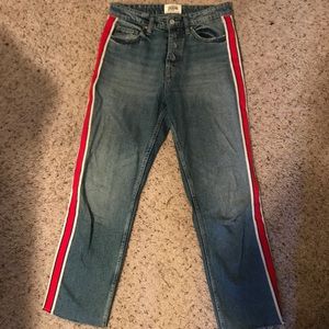 Zara High Waisted Jeans with Stripe